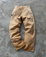 Jeans de charpentier en toile sergé de coton délavé en usine personnalisés pantalons de travail tactiques droits à double genou pour charpentier