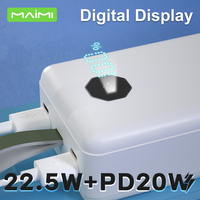 Cargador Portátil de Alta Capacidad de 30000 mAh, 22.5W, Carga Rápida Multiprotocolo, con Cordón, Indicador LED Digital