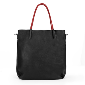 Sac messager noir texturé avec poignées rouges pour les trajets quotidiens - Product Image 1