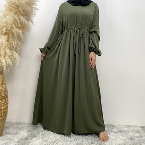 6692 #   ชุดเดรสเรียบหรู ดีไซน์เรียบง่าย ผ้าไนดา สีพื้น แขนยางยืดใหญ่ ซิปด้านหน้า รุ่นใหม่รับรอมฎอน  ใส่ได้หลากหลายโอกาส - Product Image 2