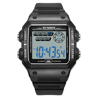 Montre numérique LED sport étanche 50M à prix d'usine, montre rétro carrée multifonction lumineuse pour hommes