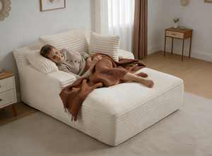 <span class=keywords><strong>Canapé</strong></span>-lit nuage d'intérieur 67 pouces, chaise longue surdimensionnée en velours côtelé, <span class=keywords><strong>canapé</strong></span> sans structure à assise profonde pour salon - Product Image 1