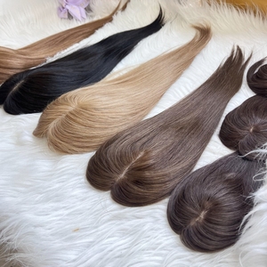 EMEDA Silk Top <strong>Invisible</strong> Hairline Natural Black Human Thinning Hair Toppers for Women - Product Image 6