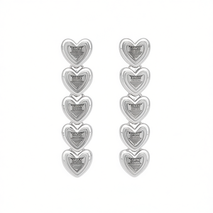 Orecchini pendenti a forma di cuore in oro bianco Lucky per donna, gioielli regalo romantici E2449 - Product Image 1
