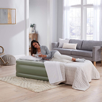 Matelas Gonflable Double de 18 Pouces avec Pompe Électrique Intégrée, en PVC Floqué, Lit d'Appoint Gonflable pour Usage Temporaire à Domicile