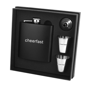<span class=keywords><strong>Coffret</strong></span> Cadeau Gourde de Poche Noire Cheerfast 6 oz avec Entonnoir et Gourde de Hanche 6 oz en Acier Inoxydable et Pot à Boissons - Product Image 2