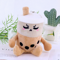 Porte-clés en peluche tasse de thé au lait perlée mignonne de 12 cm, jouet doux, cadeaux personnalisés en gros