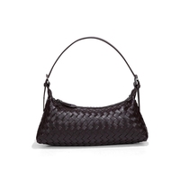 Sac à main hobo en cuir PU tissé bordeaux imperméable pour femme, nouvelle collection été-hiver, tendance