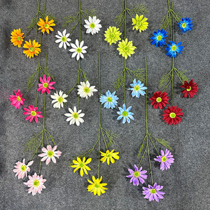Summer Chrysanthemum Artificial <b>Flowers</b> 3-Head Silk Wedding Floral <b>Display</b> Realistic Plastic Decorations - Product Image 2