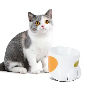 陶瓷猫爪碗可爱猫碗加高食品碗猫宠物用品