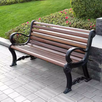 Banc de jardin extérieur avec dossier en métal et assise en composite bois-plastique, idéal pour les espaces publics et résidentiels, vente en gros