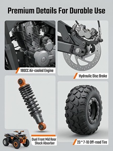 Quad à quatre roues motrices tout-terrain, buggy de plage, <span class=keywords><strong>moto</strong></span> tout-terrain 180cc 4 temps refroidie par eau, transmission par chaîne 4x4 - Product Image 3