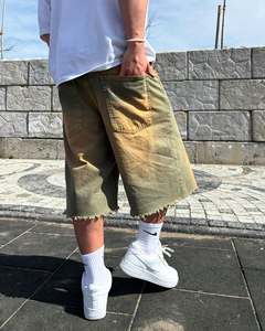 Street Fashion Casual Skater Boy Jorts Wash Whisker Fade Denim <strong>Jeans</strong> Wide <strong>Leg</strong> Half Pant Bottom <strong>Short</strong> Baggy Designer <strong>Jeans</strong> - Product Image 5