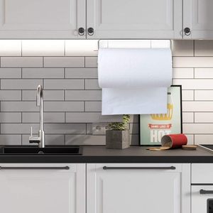 Stainless Steel Wall Mounted Tissue Holder Rectangular Self Adhesive No Drilling Required <b>Kitchen</b> Bathroom <b>Paper</b> Storage Rack - Product Image 2