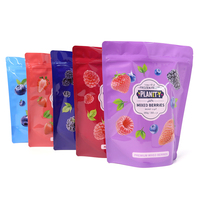 Sachet d'emballage personnalisé pour fruits lyophilisés, pochette refermable à fermeture éclair pour emballage de collations aux fraises, myrtilles et framboises