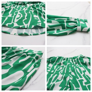 J0188 Conjuntos Cortos de Verano a la Moda para Mujer, Camisa Holgada de Manga Larga Estampada y Conjunto de Pantalones Cortos Casuales, Conjuntos de Dos Piezas, <span class=keywords><strong>Ropa</strong></span> de Mujer - Product Image 5