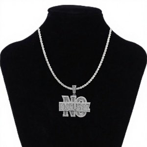 AMBER JEWELS - Collar con Colgante de Oro Sólido de 18K con Diamante Sin Excusas Certificado por IGI, Estilo Hip Hop Unisex, Chapado en Oro Blanco de 18K - Product Image 1