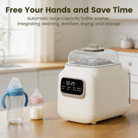 Longbank Nouveau Nettoyeur Stérilisateur Sécheur et Rangement Électrique Automatique 4-en-1 pour Biberons – Machine à Laver 6 Biberons