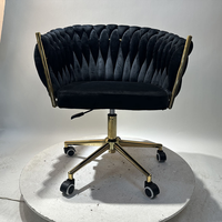 Tabouret de bar moderne en tissu de luxe léger avec support doré, réglable et mobile pour les salles à manger et les salons