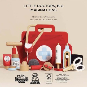 Set da gioco medico in legno per bambini, Kit medico di finzione con giochi di ruolo da infermiera, i classici <span class=keywords><strong>giocattoli</strong></span> in legno possono personalizzare - Product Image 5