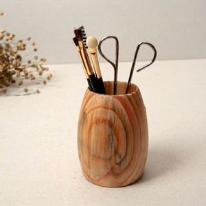 Wooden Cosmetic Brush <b>Holder</b> with Natural Finish Eco-Friendly <b>Makeup</b> Organizer for Desk Use by handmade Collection - Product Image 2