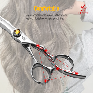 Forbici <span class=keywords><strong>da</strong></span> Barbiere di Alta Gamma Fenice in Acciaio Inossidabile VG10 ad Alta Durezza <span class=keywords><strong>Set</strong></span> di Forbici per <span class=keywords><strong>Parrucchiere</strong></span> con Viti a Sfera con Diamante Giallo - Product Image 2