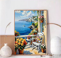 Kit de Pintura al Óleo por Números Hecho a Mano para Adultos, Paisaje Marino Europeo 40X50CM, Decoración para el Hogar