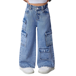 <span class=keywords><strong>Jean</strong></span> cargo en denim tendance <span class=keywords><strong>pour</strong></span> petites filles, taille élastique, multi-poches latérales, coupe large, ample, <span class=keywords><strong>pour</strong></span> usage quotidien des enfants, vente en gros - Product Image 4