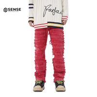 Fabricants de jeans sur mesure, streetwear, hip hop, jeans évasés très usés, pour hommes