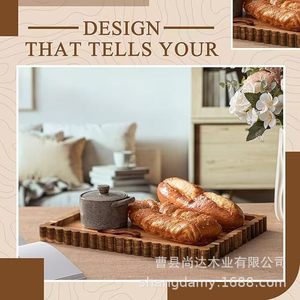 New lace-trimmed wooden <b>tray</b> for bathroom scented candles, home use, afternoon <b>tea</b>, bread, and desserts. - Product Image 3