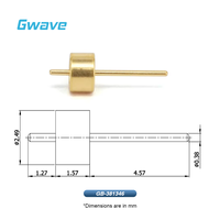 Connecteur RF à perlage de verre à étanchéité hermétique, diamètre 0,38 mm, longueur des broches 4,57 mm, impédance 50 ohms, plaqué or