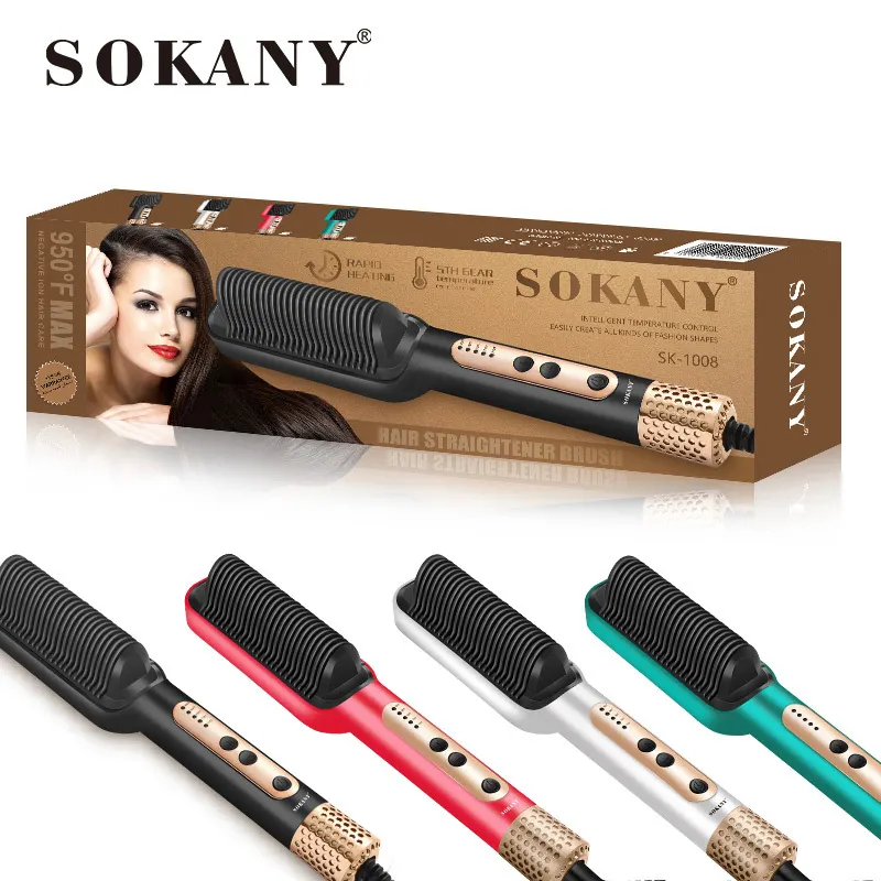 Zogifts SOKANY Beste glatte Haarbürste doppelter anti-brenner Haarglätter und Locken 2-in-1 tragbare Haarbürste Glätter