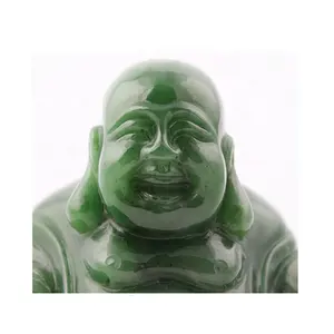 تمثال منحوت يدويًا ببوذا السعيد من العقيق الأخضر بتصميم مخصص