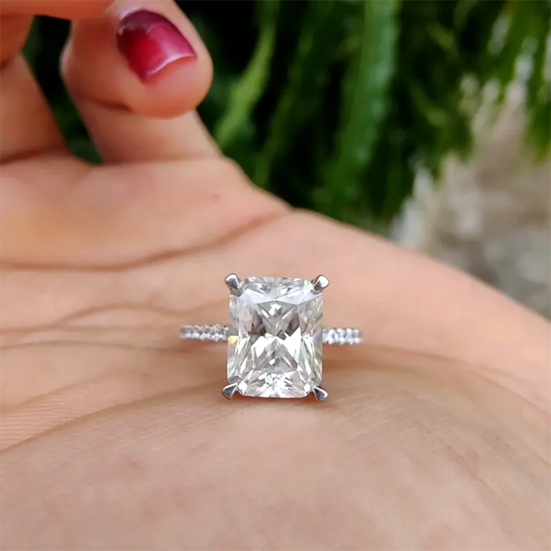 2CT radiant colorless moissanite engagement women ring anniversary gift 14K white gold promise ring