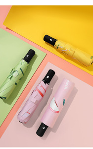 LOTUS all'ingrosso completamente automatico tre pieghevoli femminili colorati frutta protezione solare ombrello da sole pioggia e sole protezione UV a doppio uso - Product Image 3