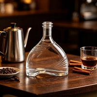 Lege 750ml vierkante glazen fles op maat, transparant, voor fruitwijn, wodka, whisky, brandewijn, sterke drank, met kurk