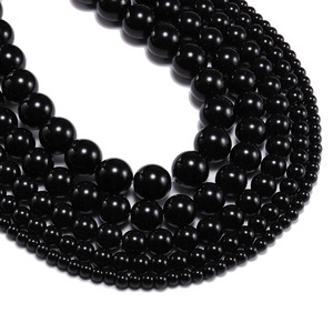 <b>Black</b> Glass Beads Round Loose Beads For Jewelry Making Wholesale DIY Accessories Size 4mm 6mm 8mm 10mm 12mm - Product Image 1