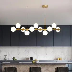 Nordic Led Chandelier Glass Ball Hanging Pendant Lamp Iron Contemporary Lighting for The Kitchen Living Room Hall Dining Modern