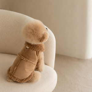 Ropa para Perros de Color Marrón en Oferta, Chaqueta para Perros al por Mayor, Ropa de Invierno, Abrigo Cálido para Perros con Cuello de Piel - Product Image 3