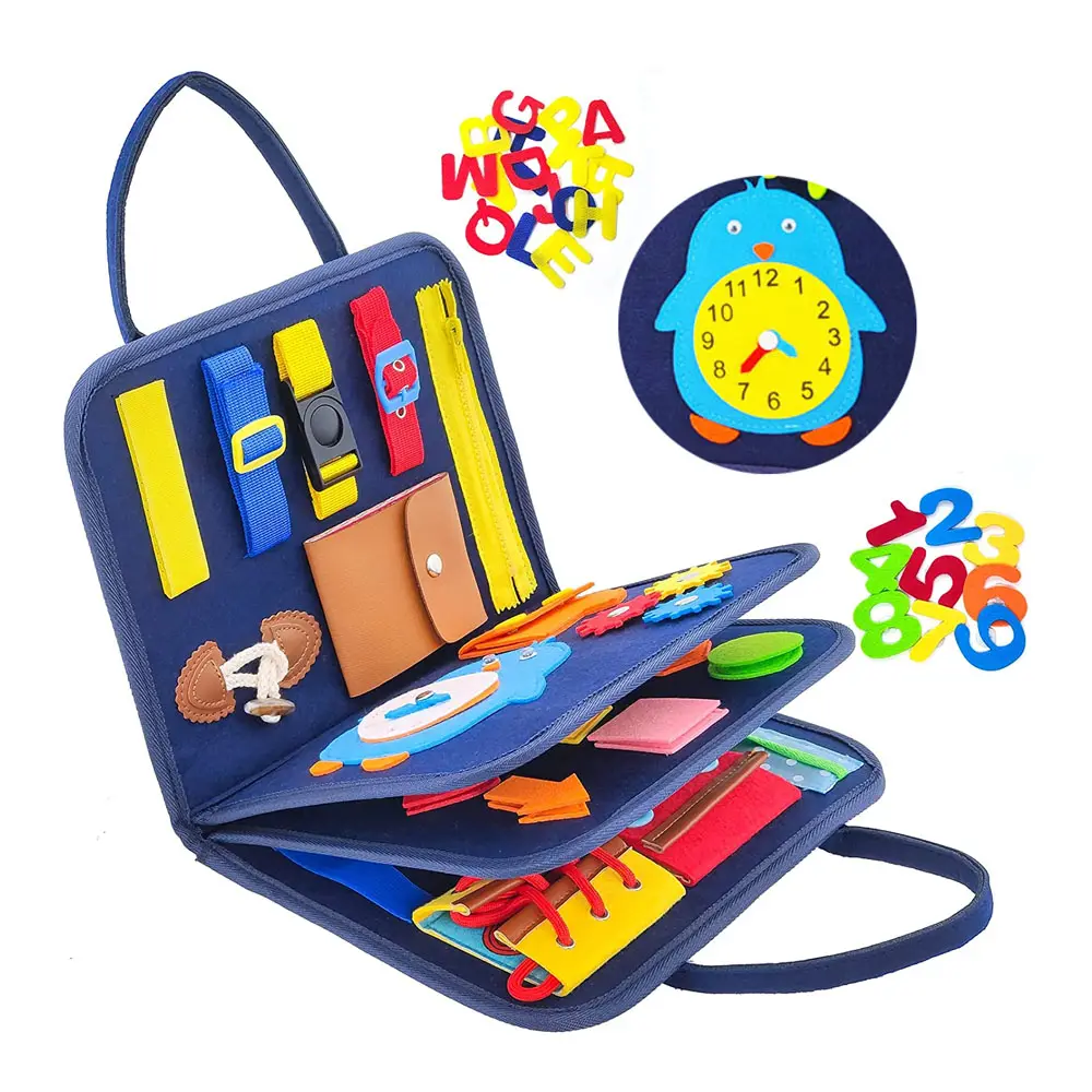 OEM Toddler toys early educational sensory quiet multi-layer busy board autism learning board for kids DIY