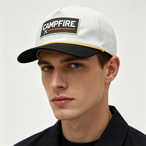 Casquette Trucker Unisexe 5 Panneaux avec Patch Tissé CAMPFIRE, Chapeau de Baseball 100% Polyester, Décoration Corde Jaune, Bord Incurvé, Réglable, pour l'Extérieur - Product Image 1