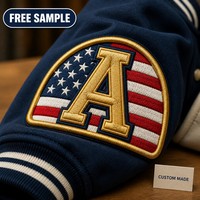 Patchs thermocollants en chenille brodée 3D haute densité avec lettre A du drapeau américain pour chapeaux, vestes, badge personnalisé