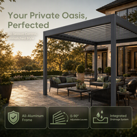 Pergola bioclimatique en aluminium avec toit à lamelles télécommandées pour hôtel, jardin, cour, terrasse en extérieur