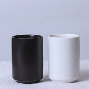 Ceramic Straight <b>Sided</b> Mug Black White Solid Color No Handle Tea Cup Hotel Use Single Cup - Product Image 1