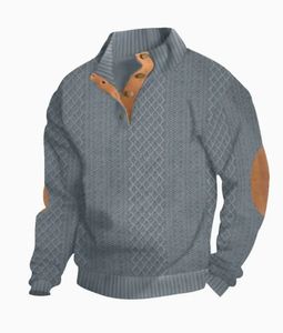 Nouveau design décontracté pour hommes col montant boutonné grande taille pull à manches longues en velours côtelé épaissi pour hommes - Product Image 3
