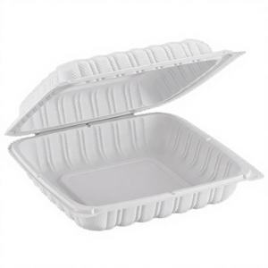ProTakeOut 9 X 9 X 2.75 in 150 Pack White 1 Compartment <b>Corner</b> Lock Clamshell Take-Out Containers Durable <b>Microwave</b> Safe - Product Image 1