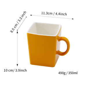 Tasses à café carrées en céramique sur mesure avec poignée pour cadeaux d'affaires, vente en gros, design personnalisable - Product Image 3