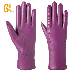 Robe <span class=keywords><strong>rose</strong></span> sexy d'hiver pour femmes GL44, gants en <span class=keywords><strong>cuir</strong></span> de mouton véritable de bonne qualité - Product Image 5