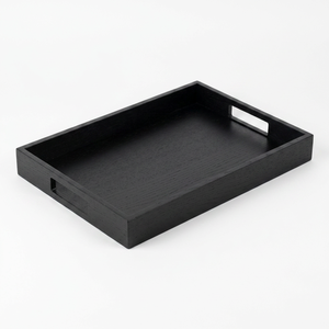 Plateau de service rectangulaire en teck et chêne avec poignée, plusieurs finitions, pour hôtels et restaurants, OEM, logo personnalisé, Vietnam - Product Image 1