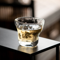 Tasse à thé en verre épaissi, style japonais minimaliste, texture créative effet glace fondue, faite à la main, modèle d'origine Dehua, nostalgique